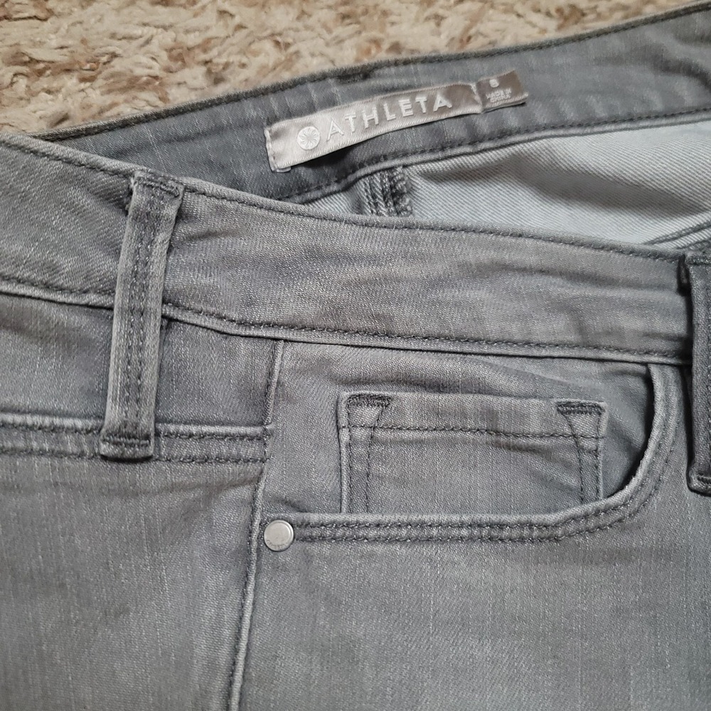 Athleta Skinny Jeans Women 8 Grey Sculptek Stretch Faded Denim Pants